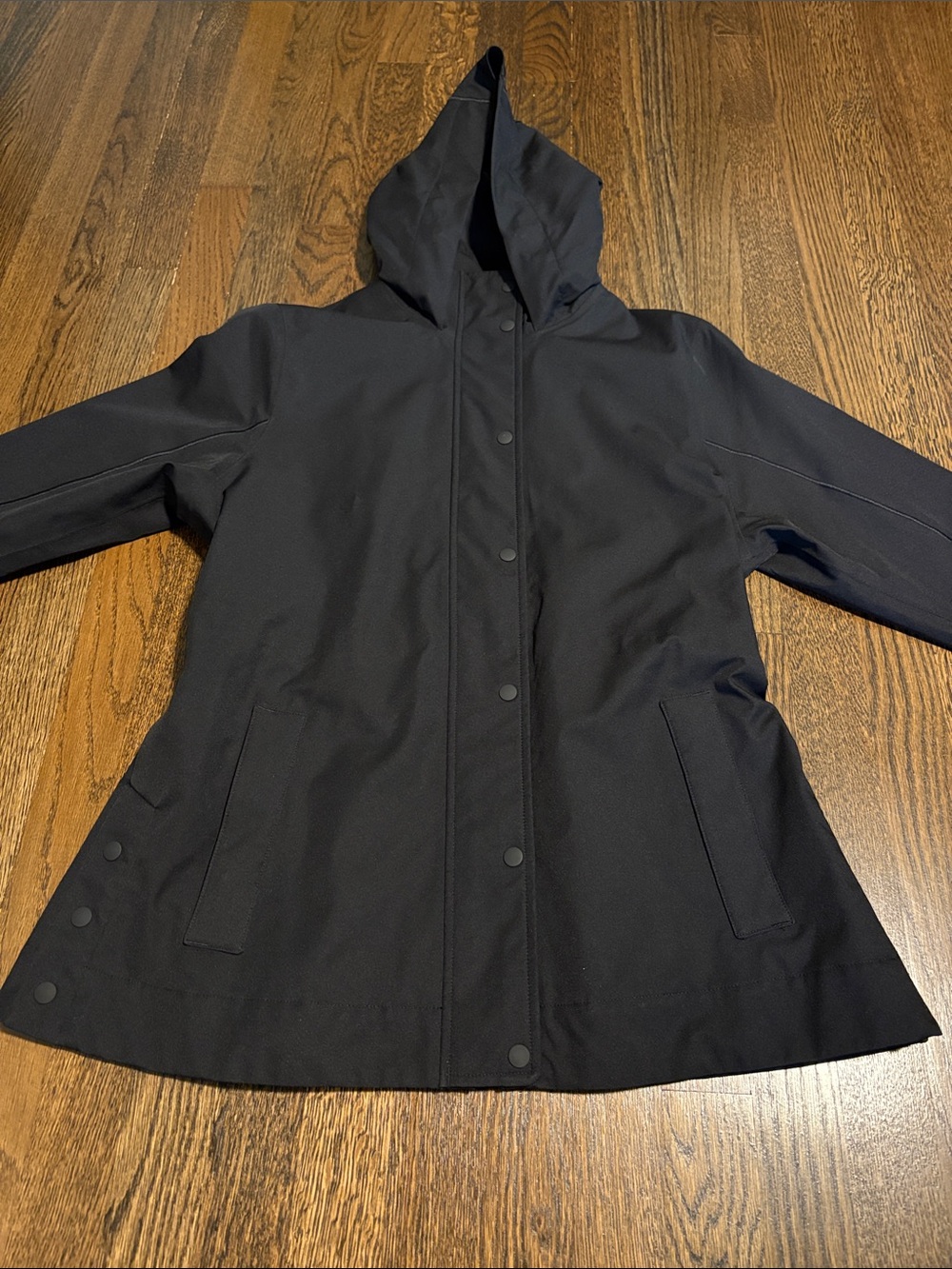 Athleta Black Hooded Trench Coat